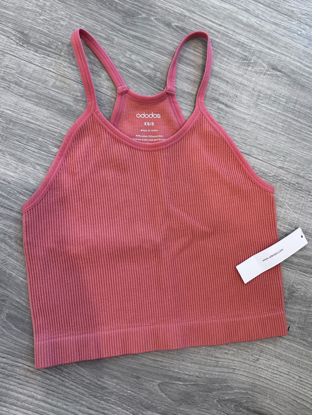 Ododos Women's Ribbed Crop Tank - Dusty Rose